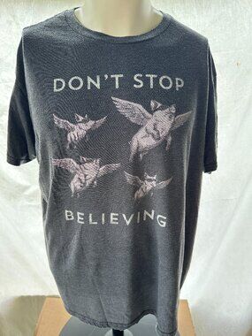 Headline Shirts Don't Stop Believing Men's Gray T Shirt Size XL Cotton Polyester